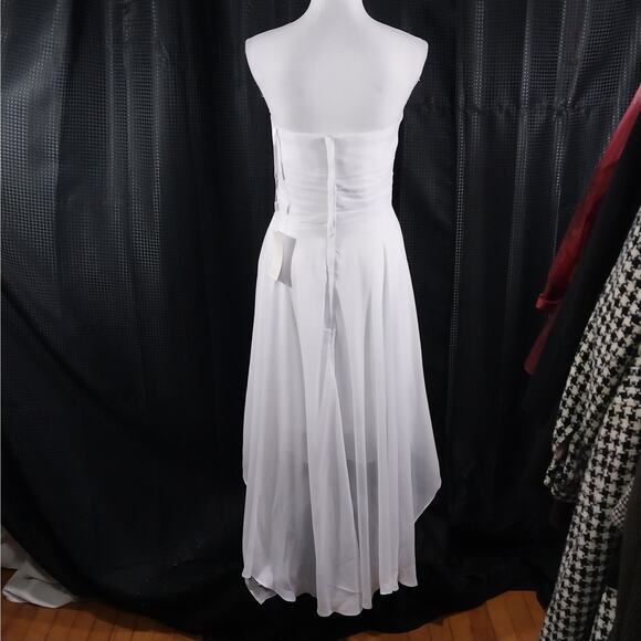NWT! STUNNING PURE WHITE CHIFFON STRAPLESS GOWN! WEDDING, PROM! SZ XS - Picture 8 of 13